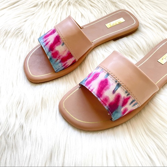 Band slide sandals tie dye square toe nude - Picture 4 of 8